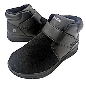 FitVille Marca Women's Size 8 EW  Wide Diabetic Black Velco Closure Ankle Boots